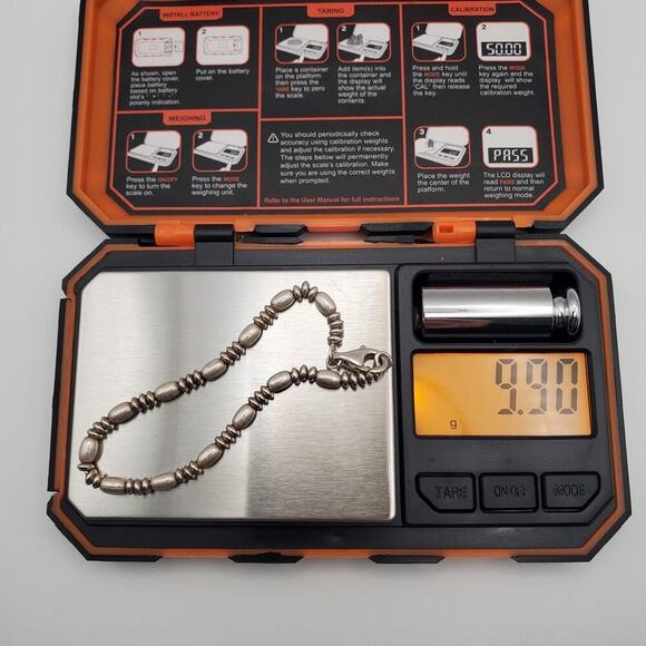 Sterling Silver Italy Bead Disc Coffee Bean Stations Bracelet Italy Vintage 7" - Picture 5 of 7